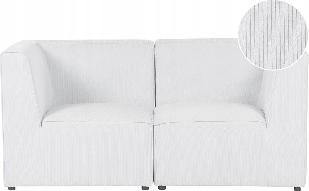 Beliani 2 vietų modulinė sofa LEMVIG, balta, velvetas