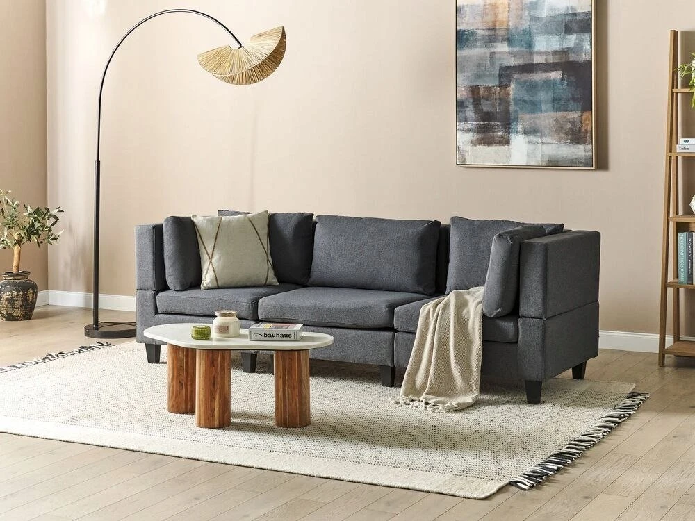 Beliani Modulinė 3 vietų sofa UNSTAD tamsiai pilka