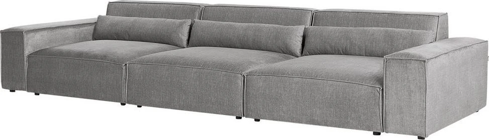 Beliani MODULINĖ 3 vietų sofa HELLNAR pilka su pufas