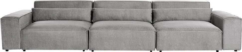 Beliani MODULINĖ 3 vietų sofa HELLNAR pilka su pufas