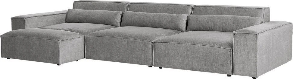 Beliani MODULINĖ 3 vietų sofa HELLNAR pilka su pufas