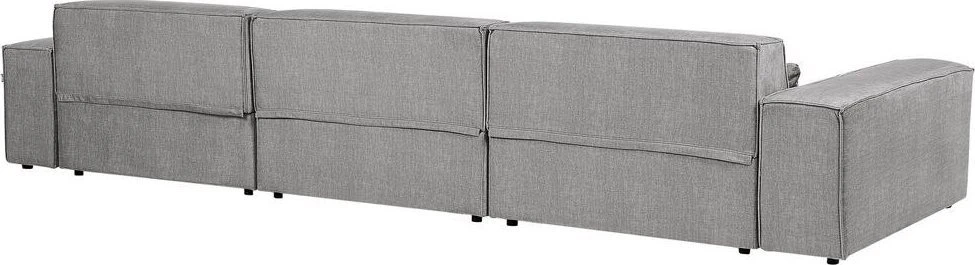 Beliani MODULINĖ 3 vietų sofa HELLNAR pilka su pufas