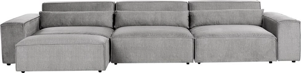Beliani MODULINĖ 3 vietų sofa HELLNAR pilka su pufas