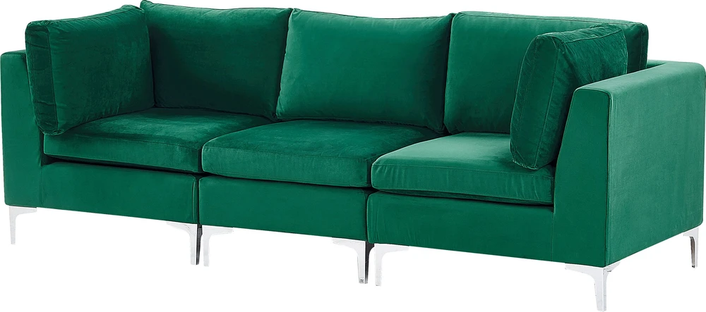 Beliani Trivietė modulinė sofa EVJA, žalias veliūras