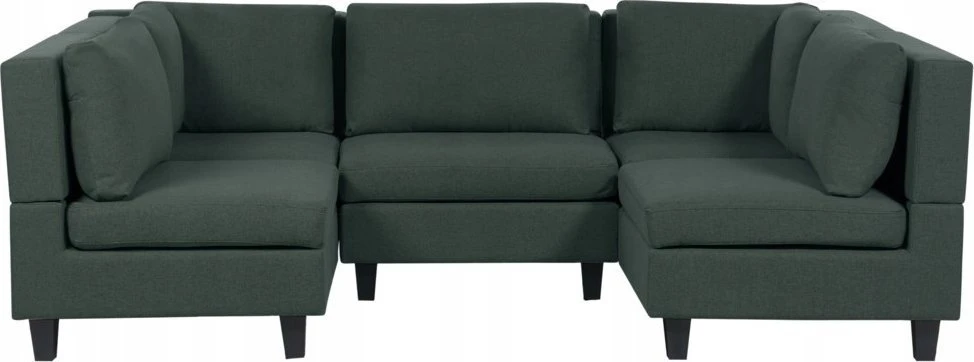 Beliani Penkių vietų modulinė sofa U formos UNSTAD tamsiai žalia