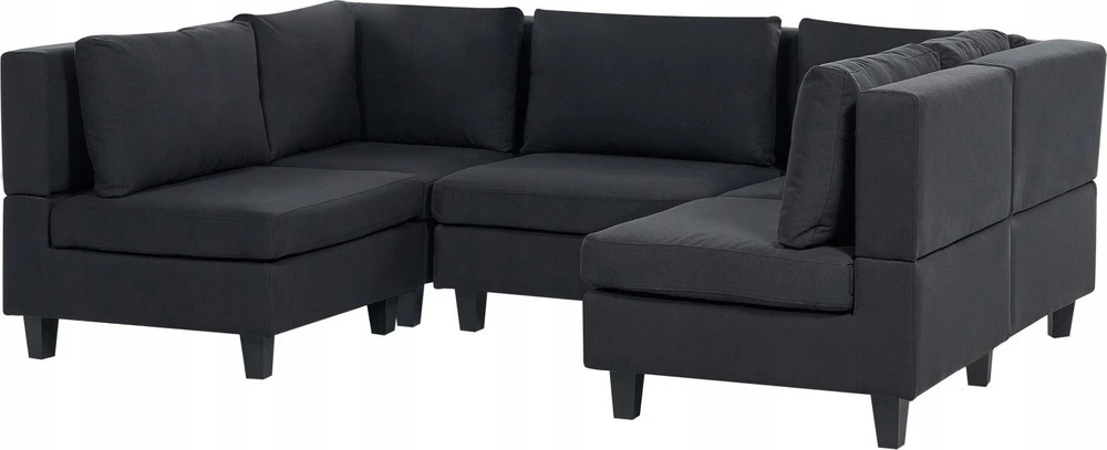 Beliani Modulinė U formos sofa 5 asmenims UNSTAD Juoda