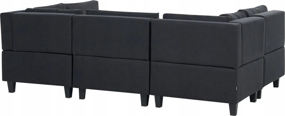Beliani Modulinė U formos sofa 5 asmenims UNSTAD Juoda