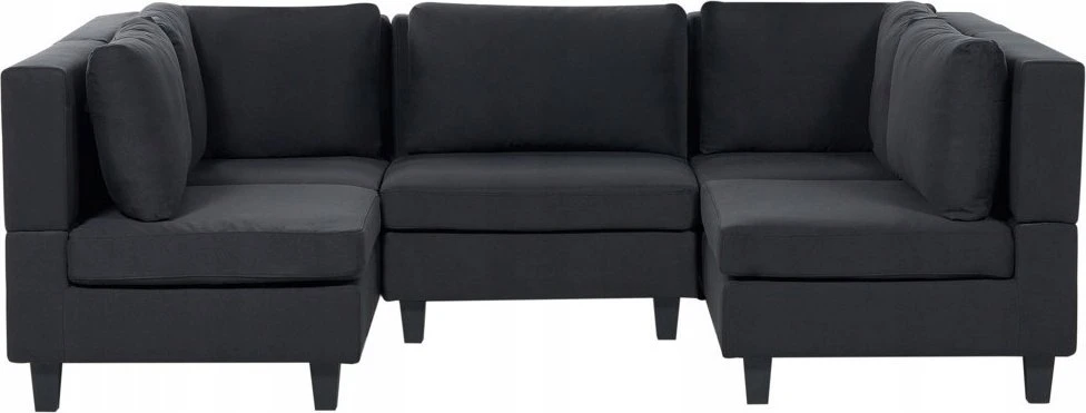 Beliani Modulinė U formos sofa 5 asmenims UNSTAD Juoda