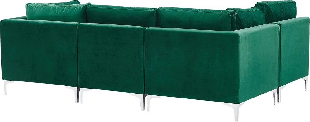 Beliani Modulinė U formos sofa 6 asmenims EVJA žalias veliūras
