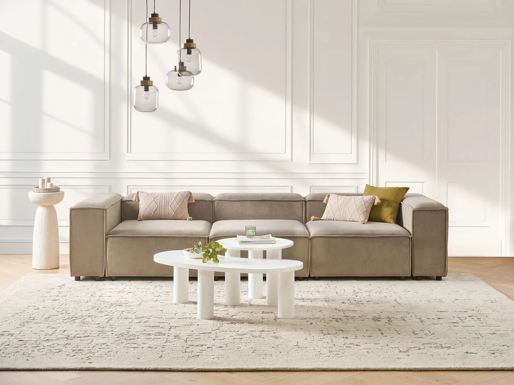 Beliani Trivietė modulinė sofa ARDAL šviesiai ruda velvetinė