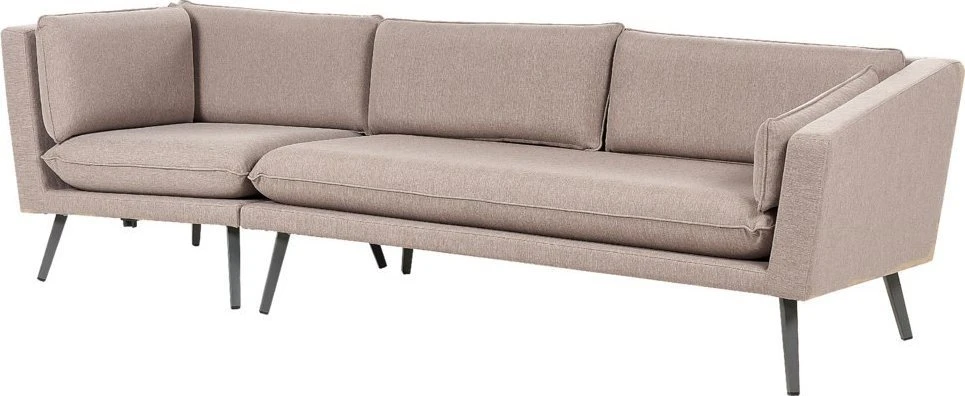 Lauko baldų komplektas Beliani Sodo sofa LORETELLO 3 asmenims kairinė, smėlio spalvos