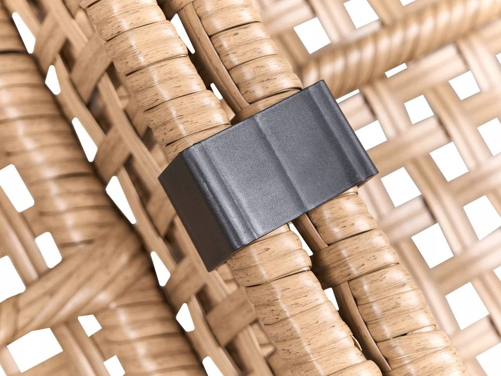 Lauko baldų komplektas Beliani Dviejų vietų sodo sofa OMEGANA iš technoratano, šviesiai smėlio spalvos