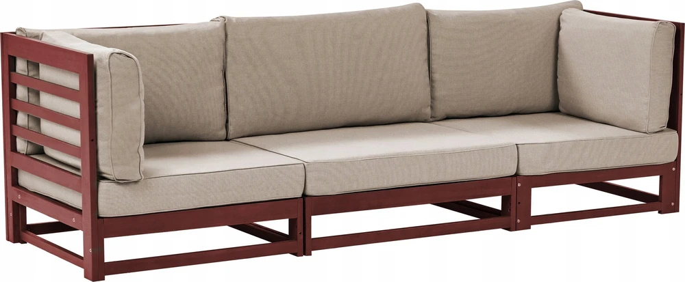 Lauko baldų komplektas Beliani 3 vietų sodo sofa TRANI modulinė, akacijos mediena, ruda