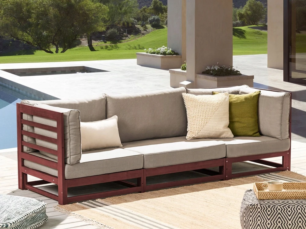 Lauko baldų komplektas Beliani 3 vietų sodo sofa TRANI modulinė, akacijos mediena, ruda