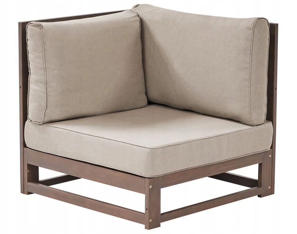 Lauko baldų komplektas Beliani 2 vietų sodo kampinė sofa TIMOR Modulinė Sertifikuota akacijos mediena Tamsiai ruda