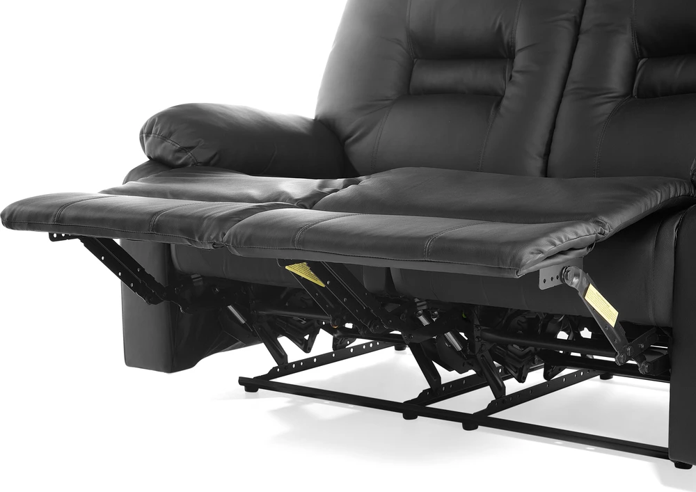 Beliani 2 vietų sofa su rankine atsipalaidavimo funkcija BERGEN, eko oda, juoda