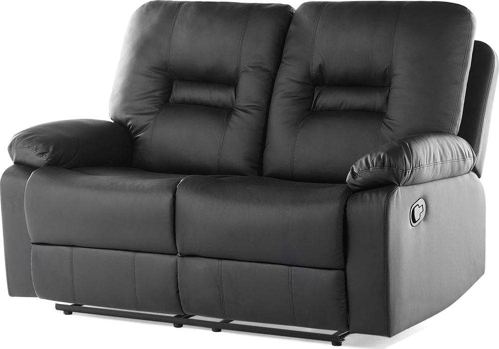 Beliani 2 vietų sofa su rankine atsipalaidavimo funkcija BERGEN, eko oda, juoda