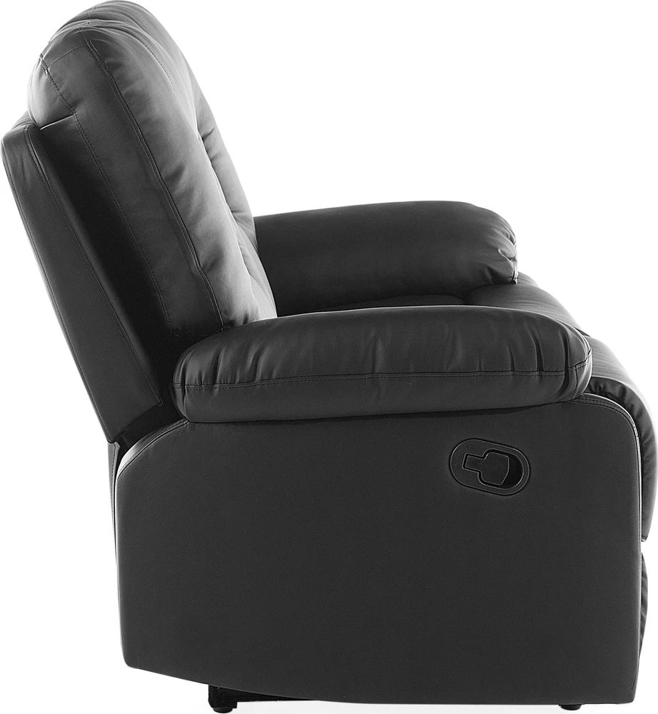Beliani 2 vietų sofa su rankine atsipalaidavimo funkcija BERGEN, eko oda, juoda