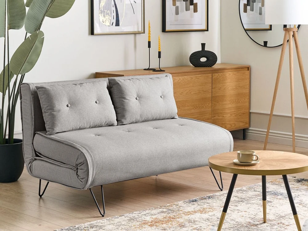 Beliani Dvivietė išskleidžiama sofa VESTFOLD šviesiai pilka