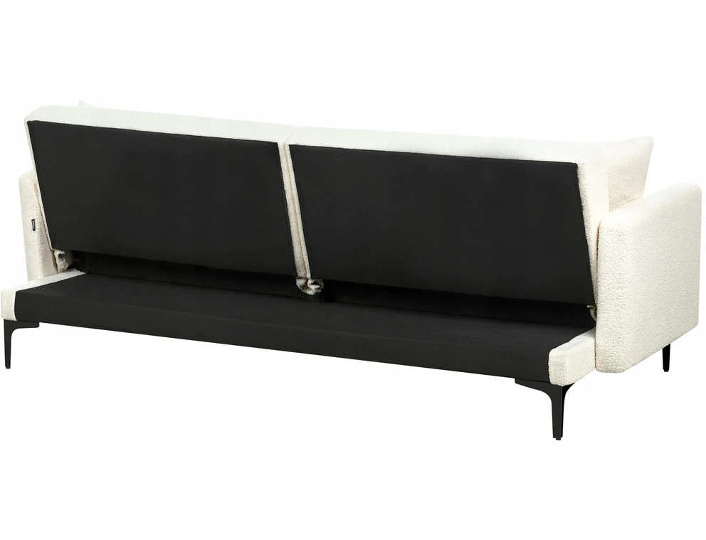 Beliani Trivietė išskleidžiama sofa LUCAN Boucle, kreminė balta