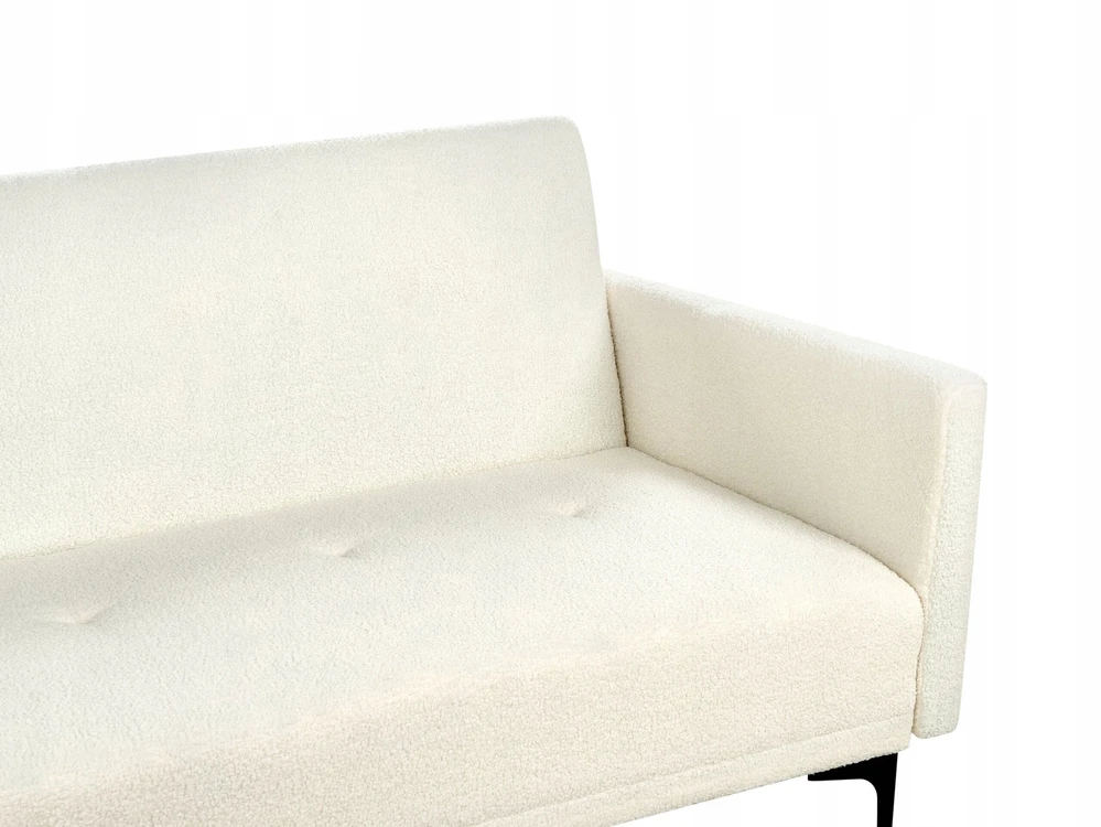 Beliani Trivietė išskleidžiama sofa LUCAN Boucle, kreminė balta