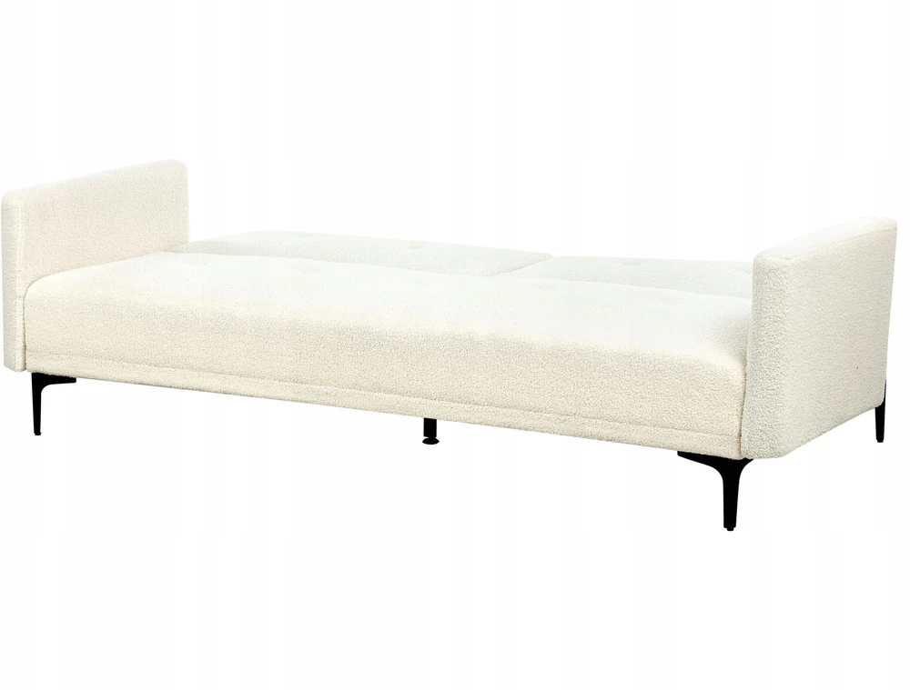 Beliani Trivietė išskleidžiama sofa LUCAN Boucle, kreminė balta