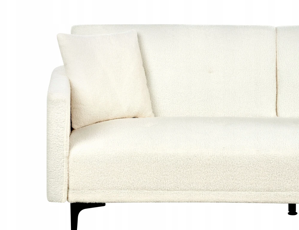 Beliani Trivietė išskleidžiama sofa LUCAN Boucle, kreminė balta