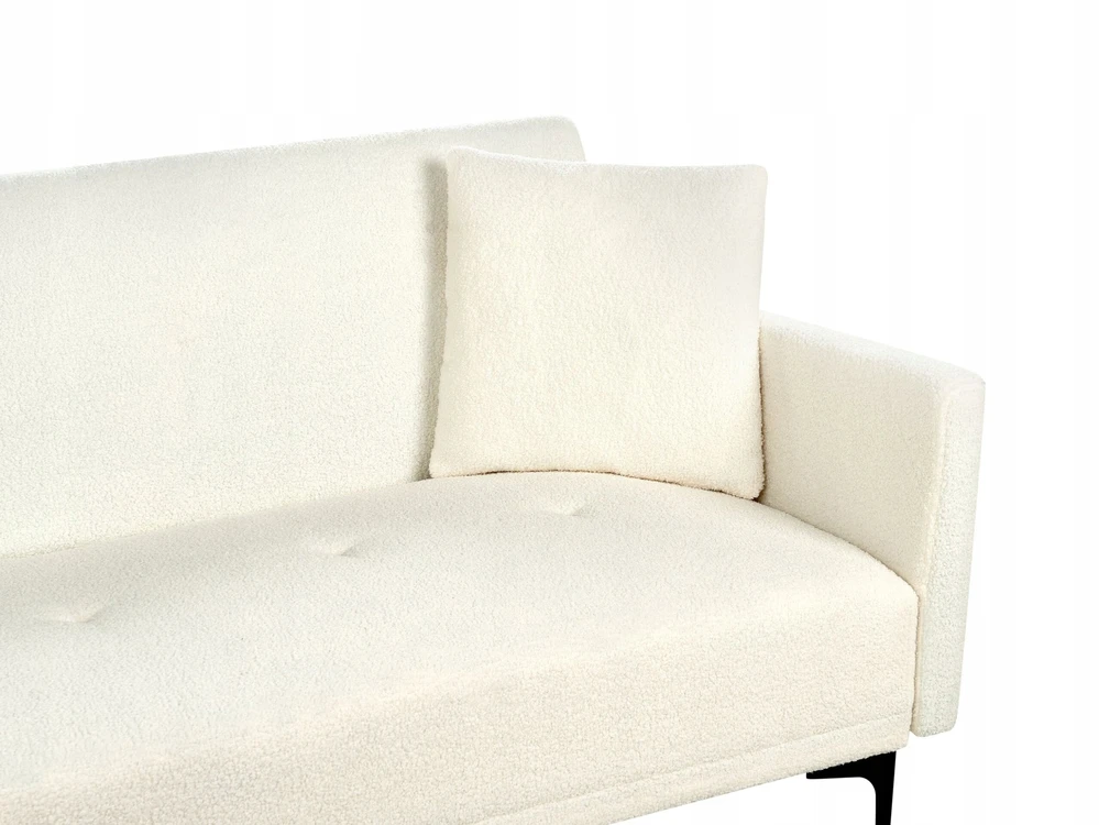 Beliani Trivietė išskleidžiama sofa LUCAN Boucle, kreminė balta