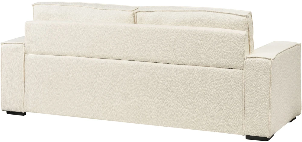Beliani Trivietė išskleidžiama sofa VUOKATTI Boucle, kreminė balta