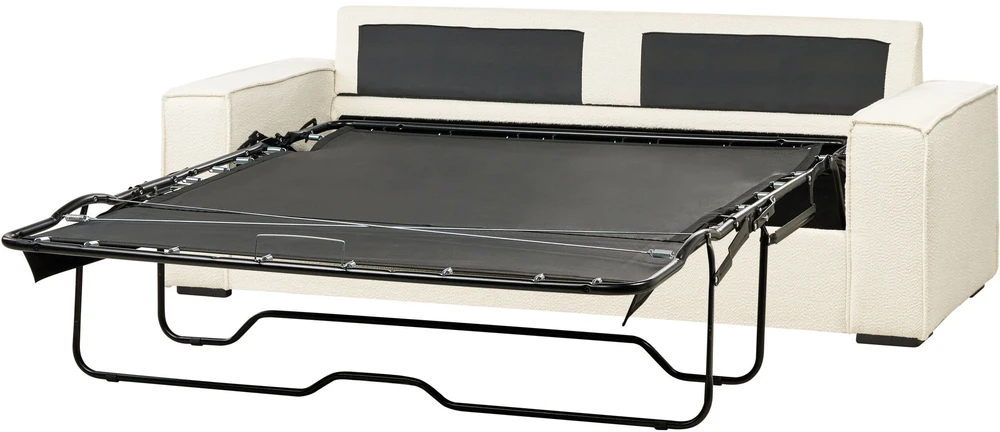 Beliani Trivietė išskleidžiama sofa VUOKATTI Boucle, kreminė balta