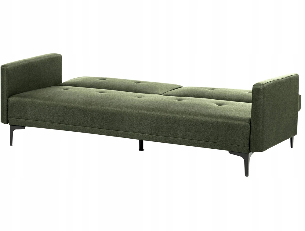 Beliani Trivietė išskleidžiama sofa LUCAN tamsiai žalia