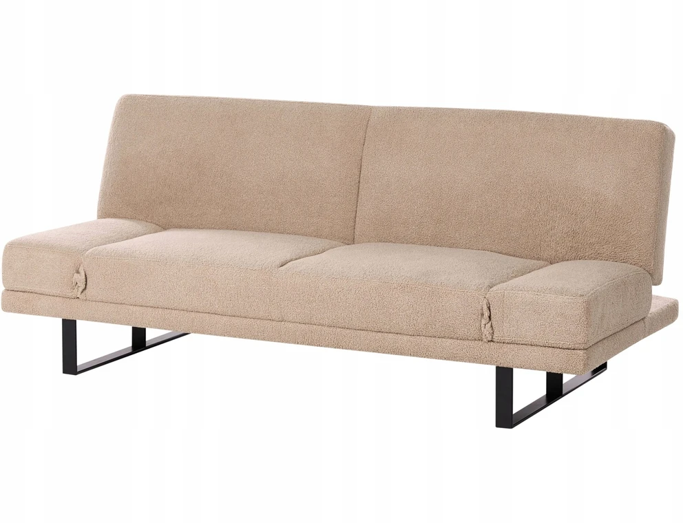 Beliani Išskleidžiama dvivietė sofa „YORK Boucle“ smėlio spalvos