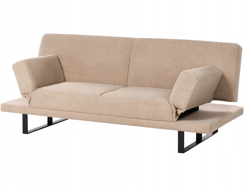 Beliani Išskleidžiama dvivietė sofa „YORK Boucle“ smėlio spalvos
