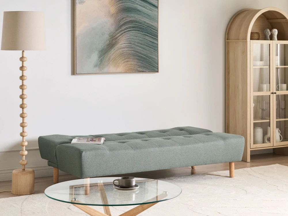 Beliani Trivietė išskleidžiama sofa ALSTEN Žalia