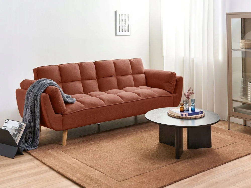 Beliani Trivietė išskleidžiama sofa ASBY, oranžinė