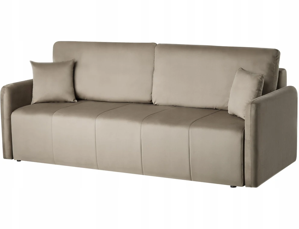 Beliani Trivietė išskleidžiama sofa EGGE, veliuras, smėlio pilkos spalvos