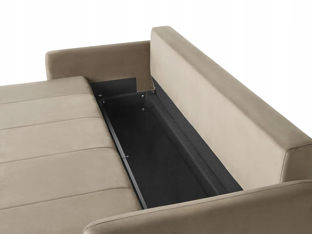 Beliani Trivietė išskleidžiama sofa EGGE, veliuras, smėlio pilkos spalvos