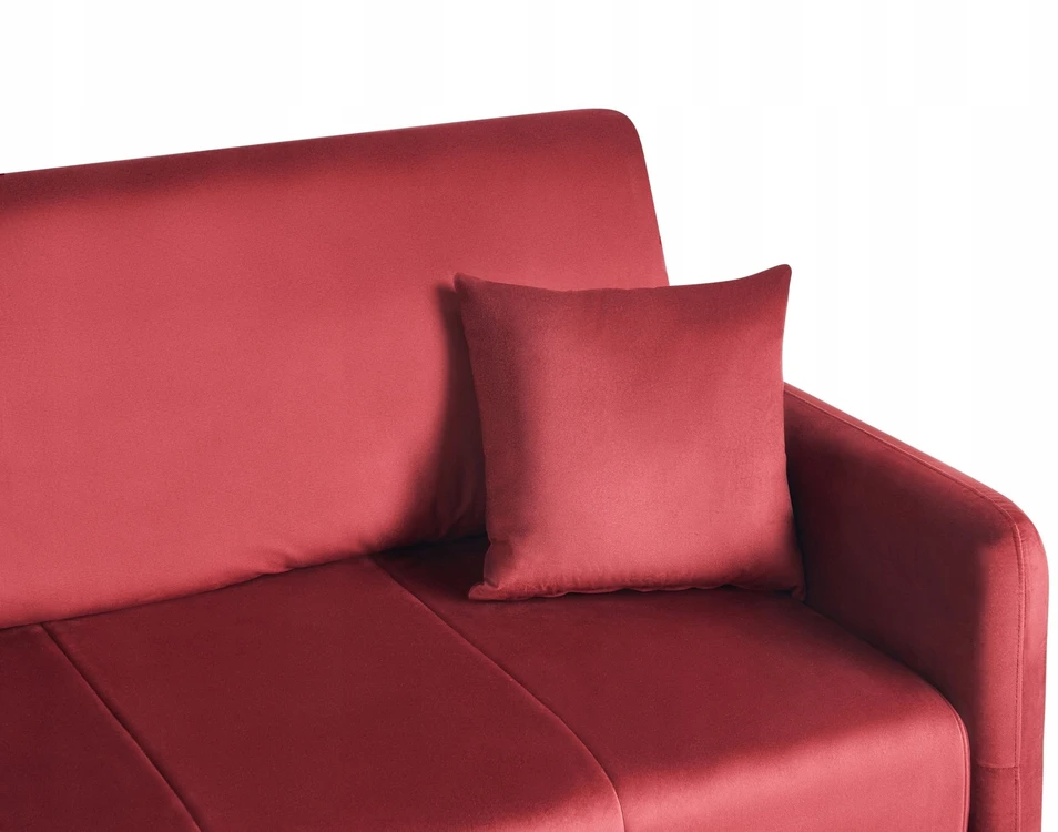 Beliani Trivietė išskleidžiama sofa EGGE, veliūras, burgundiška