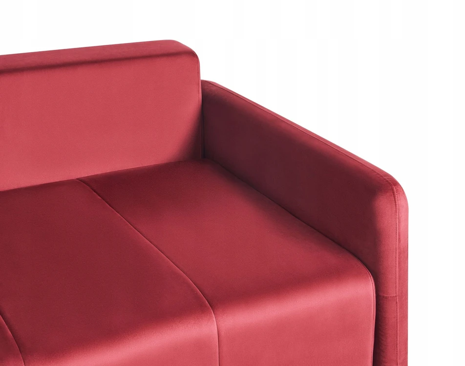Beliani Trivietė išskleidžiama sofa EGGE, veliūras, burgundiška