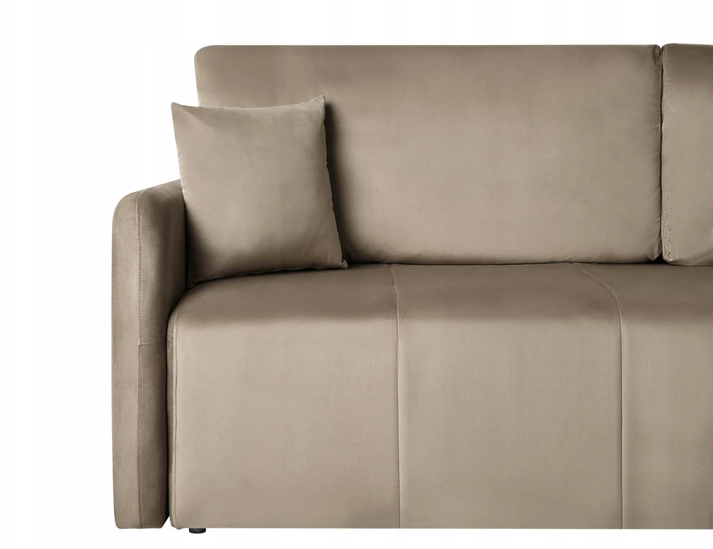 Beliani Trivietė išskleidžiama sofa EGGE, veliuras, smėlio pilkos spalvos