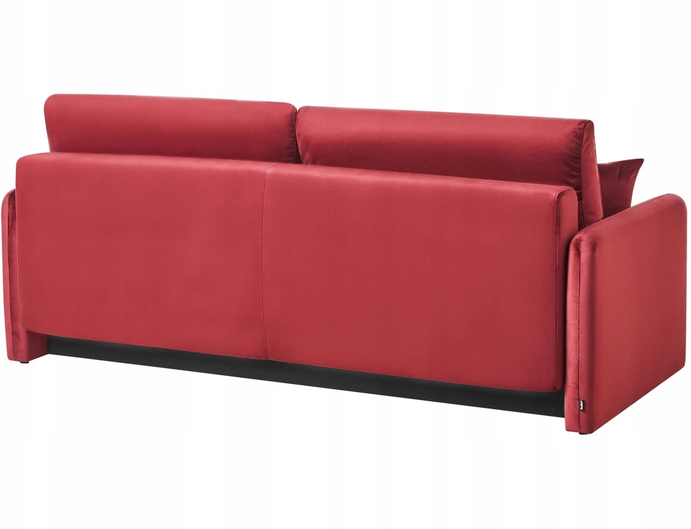 Beliani Trivietė išskleidžiama sofa EGGE, veliūras, burgundiška