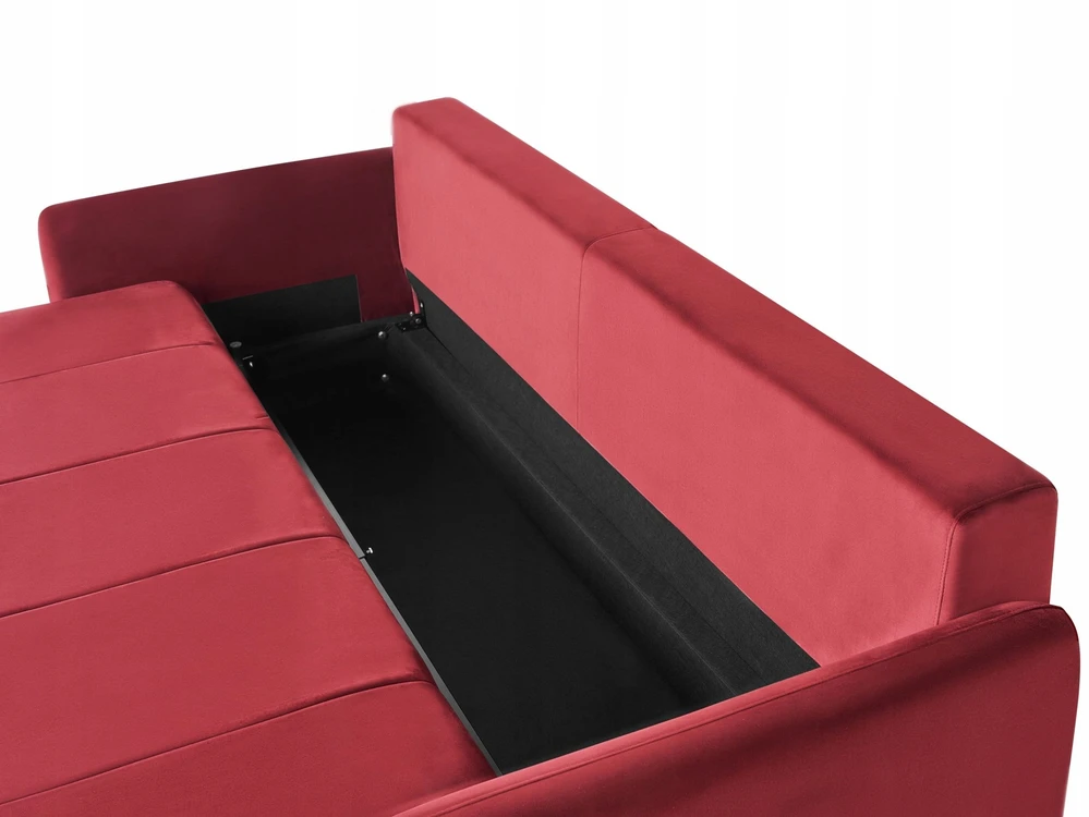 Beliani Trivietė išskleidžiama sofa EGGE, veliūras, burgundiška