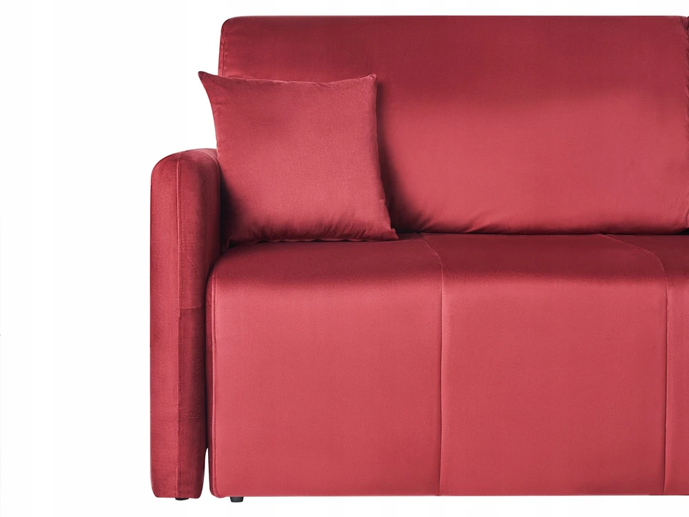 Beliani Trivietė išskleidžiama sofa EGGE, veliūras, burgundiška