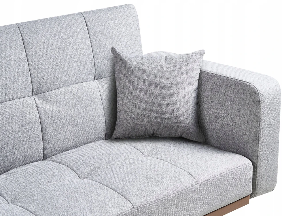 Beliani Trivietė sofa-lova HJULBY Pilka
