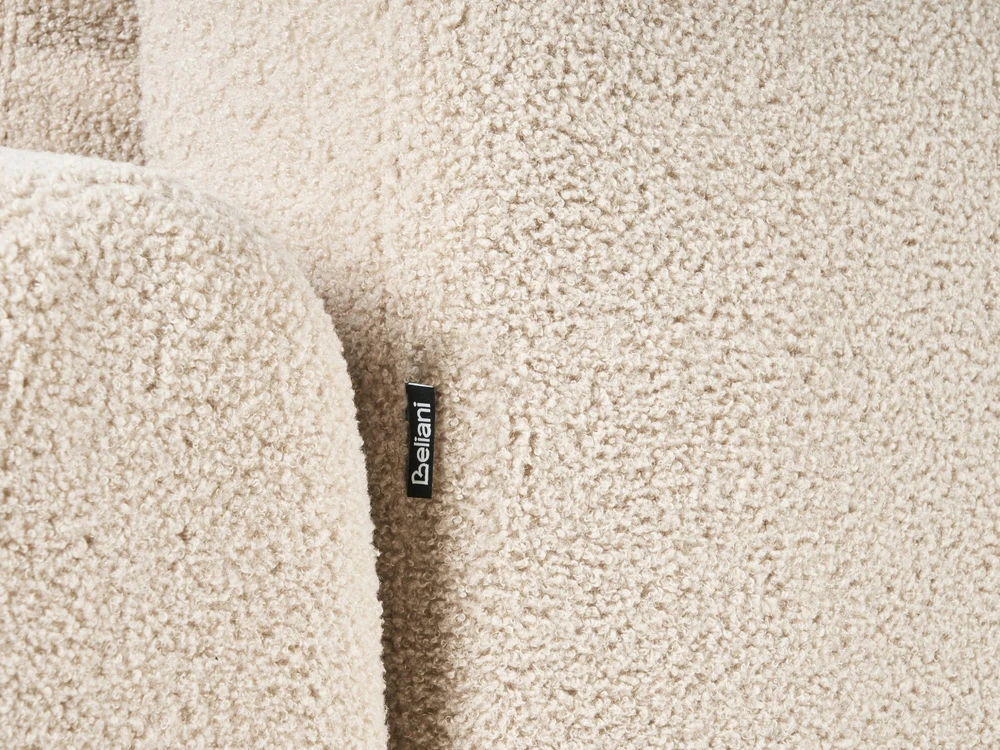 Beliani Trivietė išskleidžiama sofa KVAM, „Boucle“ audinys, šviesiai smėlinė spalva su patalynės dėže