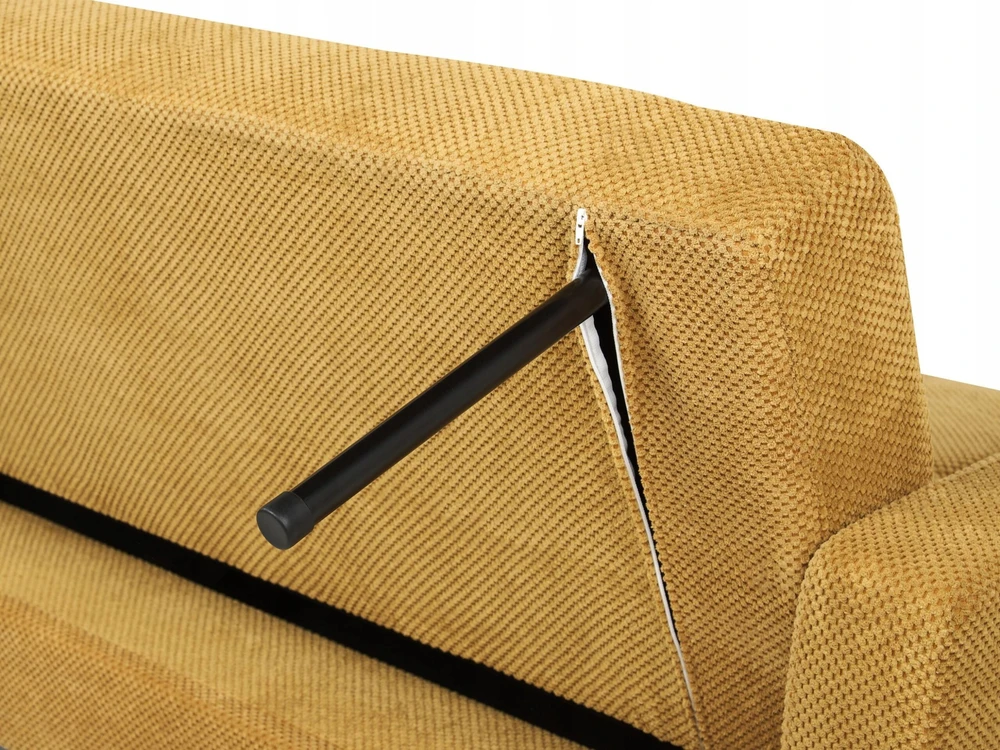 Beliani Trivietė išskleidžiama sofa VEHKOO garstyčių spalvos
