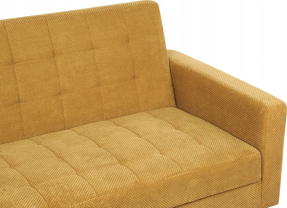 Beliani Trivietė išskleidžiama sofa VEHKOO garstyčių spalvos