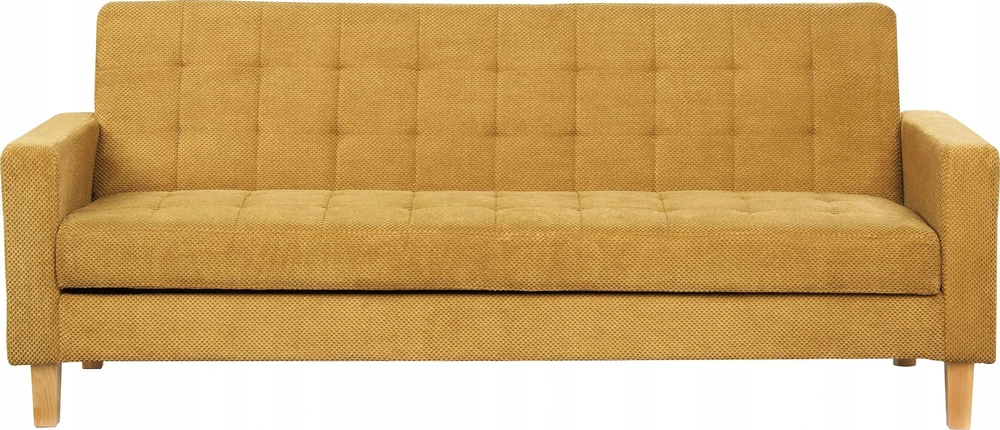 Beliani Trivietė išskleidžiama sofa VEHKOO garstyčių spalvos