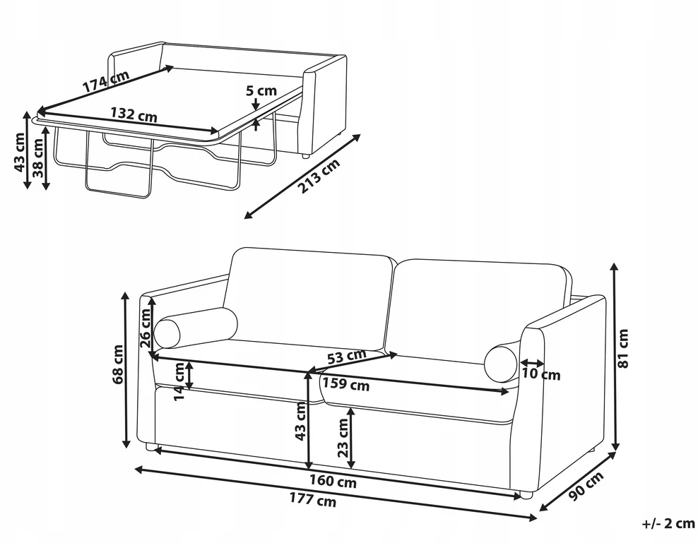 Beliani Išskleidžiama sofa INKOO, kreminė balta