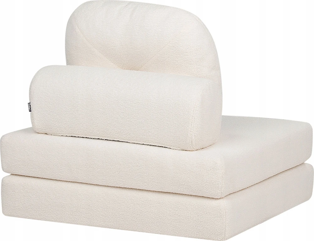 Beliani Vienvietė išskleidžiama sofa OLDEN Boucle balta